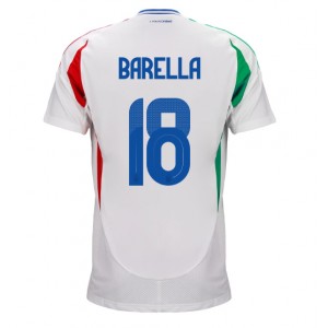 Fotbalové Dres Itálie Nicolo Barella #18 Venkovní Oblečení ME 2024 Krátký Rukáv